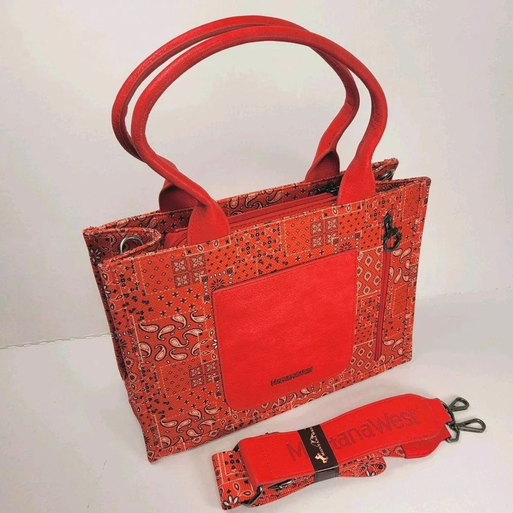 Montana West Red Bandana Paisley Crossbody Tote Guitar Strap NWOT